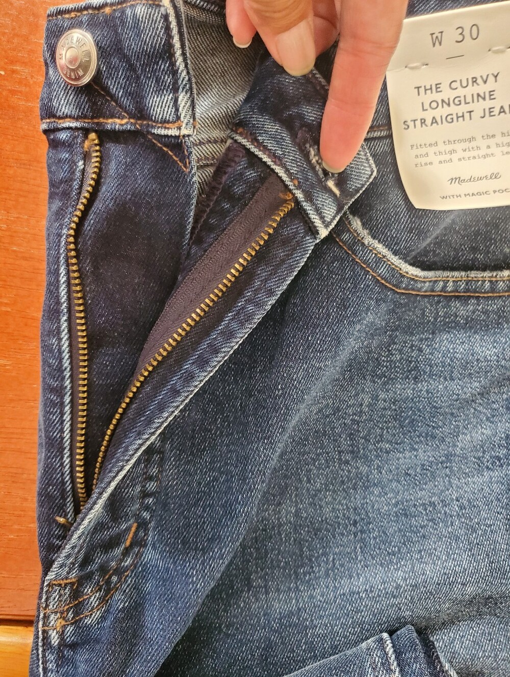 Madewell Curvy Longline High Rise Straight Jean Midnight Waters Wash Casual 32" - Picture 4 of 12